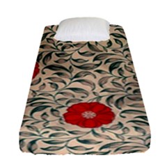 Papanese Floral Red Fitted Sheet (single Size) by snowwhitegirl