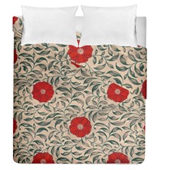 Papanese Floral Red Duvet Cover Double Side (queen Size) by snowwhitegirl