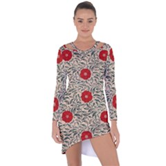 Papanese Floral Red Asymmetric Cut-out Shift Dress by snowwhitegirl