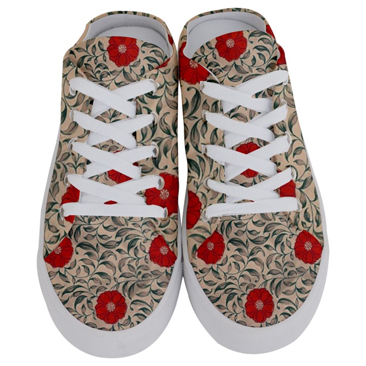 Papanese Floral Red Half Slippers