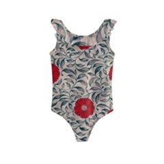 Papanese Floral Red Kids  Frill Swimsuit