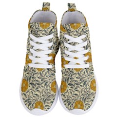 Japanese Floral Orange Women s Lightweight High Top Sneakers