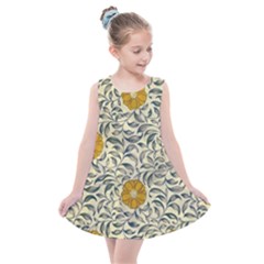 Japanese Floral Orange Kids  Summer Dress