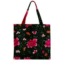 Pink Japan Floral Zipper Grocery Tote Bag by snowwhitegirl