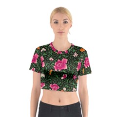 Pink Japan Floral Cotton Crop Top by snowwhitegirl