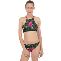 Pink Japan Floral Racer Front Bikini Set