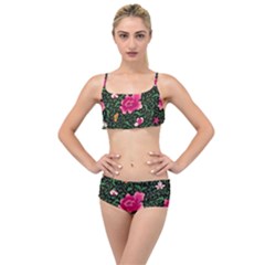 Pink Japan Floral Layered Top Bikini Set