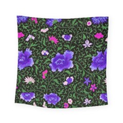 Blue  Japan Floral Square Tapestry (small) by snowwhitegirl