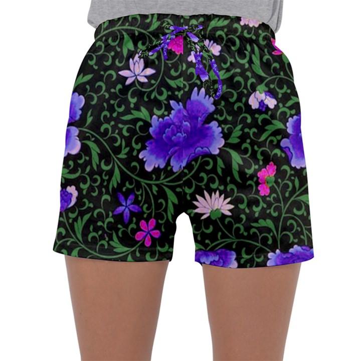 Blue  Japan Floral Sleepwear Shorts