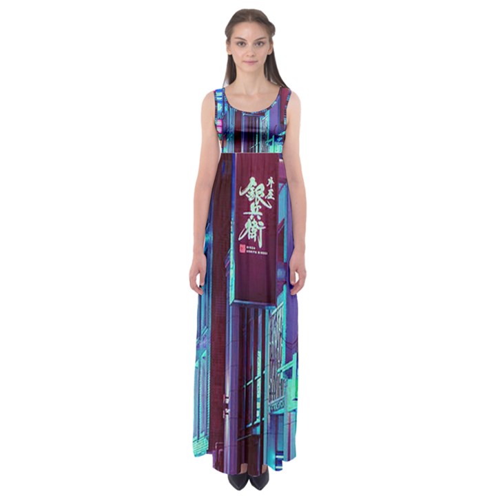 Japan City Empire Waist Maxi Dress