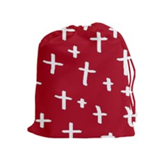 Red White Cross Drawstring Pouch (xl) by snowwhitegirl