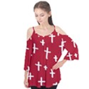 Red White Cross Flutter Tees View1