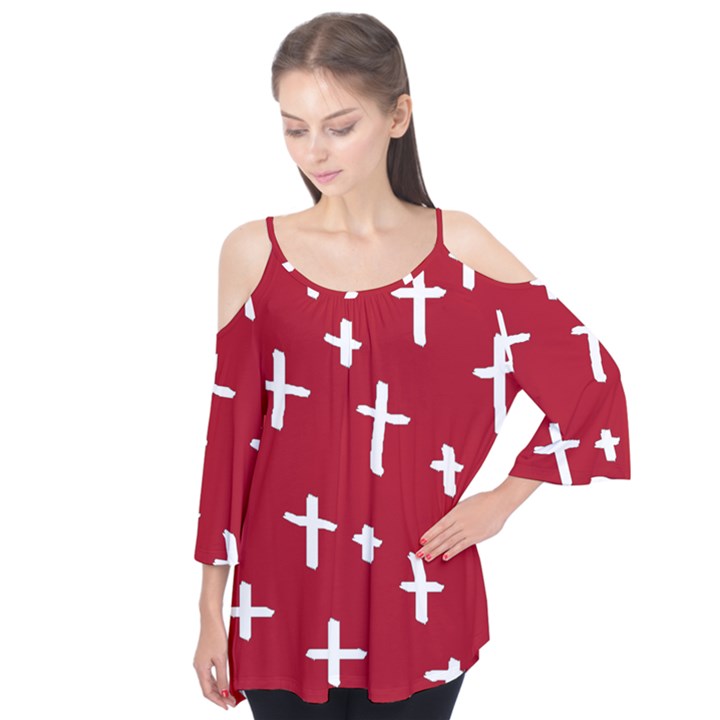 Red White Cross Flutter Tees