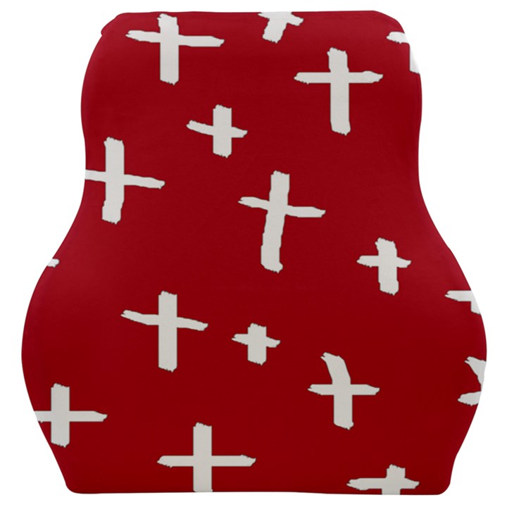 Red White Cross Car Seat Velour Cushion 