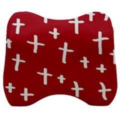 Red White Cross Velour Head Support Cushion