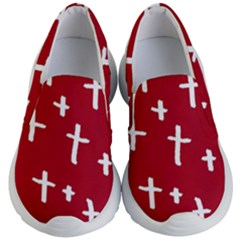 Red White Cross Kid s Lightweight Slip Ons by snowwhitegirl