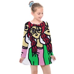 Nerdy Girl Kids  Long Sleeve Dress