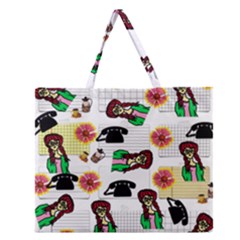 Office Girl Pattern Zipper Large Tote Bag by snowwhitegirl