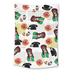 Office Girl Pattern Large Tapestry by snowwhitegirl