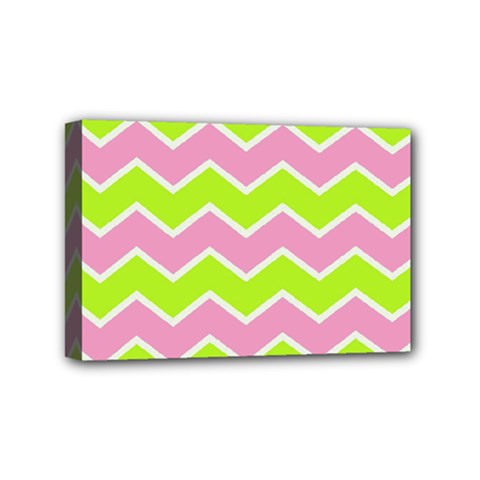 Zigzag Chevron Pattern Green Pink Mini Canvas 6  X 4  by snowwhitegirl