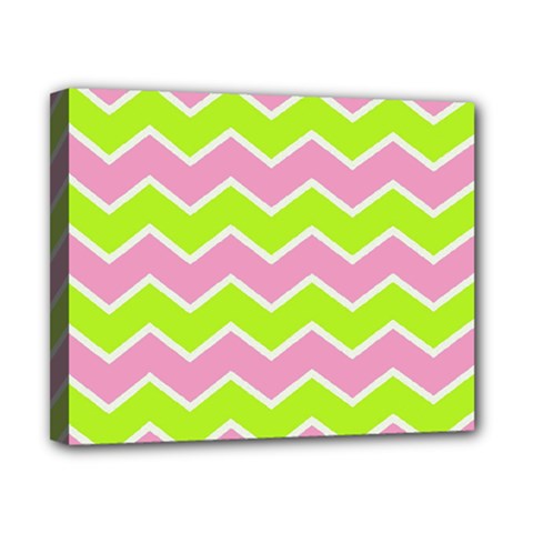 Zigzag Chevron Pattern Green Pink Canvas 10  X 8  by snowwhitegirl