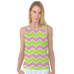 Zigzag Chevron Pattern Green Pink Women s Basketball Tank Top by snowwhitegirl