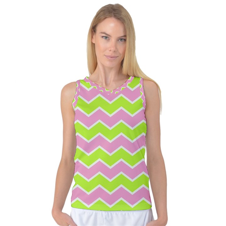 Zigzag Chevron Pattern Green Pink Women s Basketball Tank Top