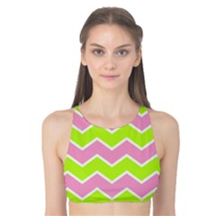 Zigzag Chevron Pattern Green Pink Tank Bikini Top by snowwhitegirl