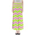 Zigzag Chevron Pattern Green Pink Full Length Maxi Skirt View1