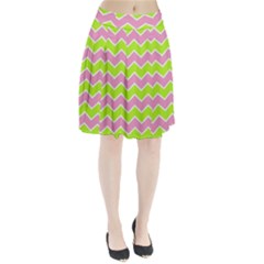 Zigzag Chevron Pattern Green Pink Pleated Skirt by snowwhitegirl