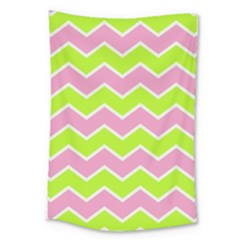 Zigzag Chevron Pattern Green Pink Large Tapestry by snowwhitegirl