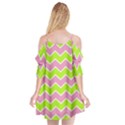 Zigzag Chevron Pattern Green Pink Cutout Spaghetti Strap Chiffon Dress View2