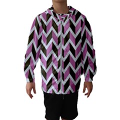 Zigzag Chevron Pattern Pink Brown Hooded Windbreaker (kids) by snowwhitegirl