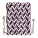 Zigzag Chevron Pattern Pink Brown Drawstring Bag (Large) View2