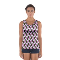 Zigzag Chevron Pattern Pink Brown Sport Tank Top  by snowwhitegirl