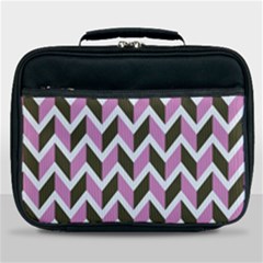 Zigzag Chevron Pattern Pink Brown Lunch Bag by snowwhitegirl