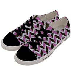 Zigzag Chevron Pattern Pink Brown Men s Low Top Canvas Sneakers by snowwhitegirl