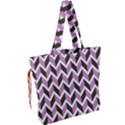 Zigzag Chevron Pattern Pink Brown Drawstring Tote Bag View2