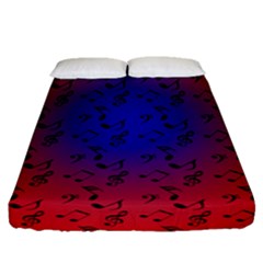 Red Music Blue Moon Fitted Sheet (queen Size) by snowwhitegirl