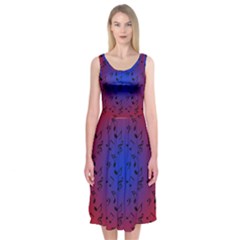 Red Music Blue Moon Midi Sleeveless Dress by snowwhitegirl