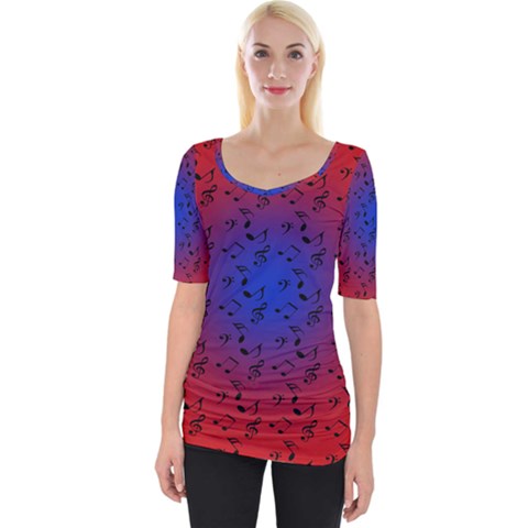 Red Music Blue Moon Wide Neckline Tee by snowwhitegirl