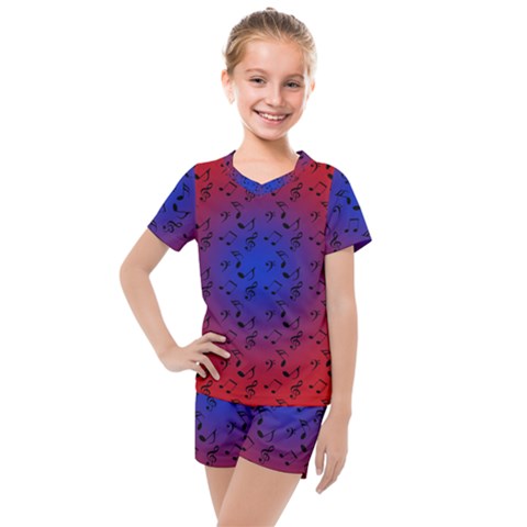 Red Music Blue Moon Kids  Mesh Tee And Shorts Set by snowwhitegirl