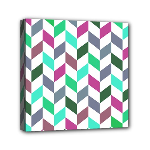 Zigzag Chevron Pattern Aqua Purple Mini Canvas 6  X 6  by snowwhitegirl