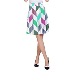 Zigzag Chevron Pattern Aqua Purple A-line Skirt by snowwhitegirl