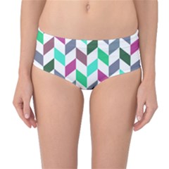 Zigzag Chevron Pattern Aqua Purple Mid-waist Bikini Bottoms by snowwhitegirl