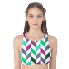 Zigzag Chevron Pattern Aqua Purple Tank Bikini Top by snowwhitegirl