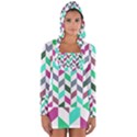 Zigzag Chevron Pattern Aqua Purple Long Sleeve Hooded T-shirt View1