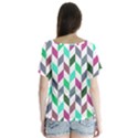 Zigzag Chevron Pattern Aqua Purple V-Neck Flutter Sleeve Top View2