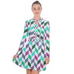 Zigzag Chevron Pattern Aqua Purple Long Sleeve Panel Dress by snowwhitegirl