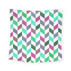 Zigzag Chevron Pattern Aqua Purple Square Tapestry (small) by snowwhitegirl